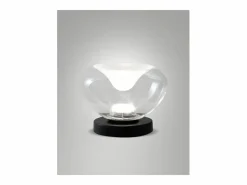 Brena - Lámpara de mesa Fabas Luce - Luz táctil LED regulable de 11 W - Vidrio borosilicato cóncavo