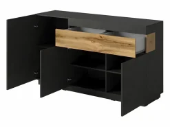 Petits-Meubles Bufé 3 puertas 1 cajón Andrea antracita y Madera