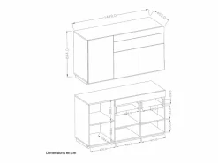 Petits-Meubles Bufé 3 puertas 1 cajón Andrea antracita y Madera