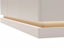 Sale Buffet 3 puertas con LEDs en MDF - Beige y efecto mármol blanco - DEVIKA Aparador