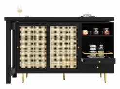 Sale ModernLuxe Buffet, barra de cocina giratoria extensible - en MDF - con diversos almacenamientos - Negro