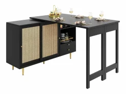 Sale ModernLuxe Buffet, barra de cocina giratoria extensible - en MDF - con diversos almacenamientos - Negro
