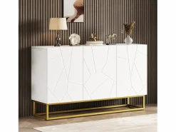 ModernLuxe Buffet brillante moderno - 3 puertas con 3 estantes ajustables - 130x36x76 cm -