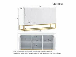 ModernLuxe Buffet brillante moderno - 3 puertas con 3 estantes ajustables - 130x36x76 cm -