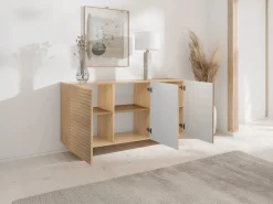 Vente-unique Buffet con 3 puertas de MDF - Color: Natural - LUDIMA Color natural claro