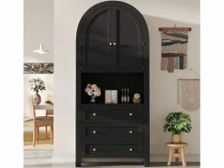 ModernLuxe Buffet de cocina 70×35×180 cm - 2 puertas y 3 cajones - parte superior abovedada -