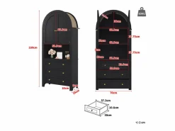ModernLuxe Buffet de cocina 70×35×180 cm - 2 puertas y 3 cajones - parte superior abovedada -