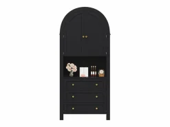 ModernLuxe Buffet de cocina 70×35×180 cm - 2 puertas y 3 cajones - parte superior abovedada -