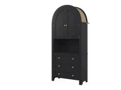 ModernLuxe Buffet de cocina 70×35×180 cm - 2 puertas y 3 cajones - parte superior abovedada -