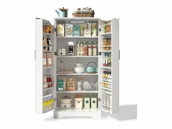 ModernLuxe Buffet de cocina 60×35×128 cm - con sensor de luz LED - con 2 puertas - con estantes -