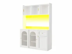 Hot Buffet de cocina 120×35×167 cm - con iluminación LED - 1 cajón y 5 puertas - estantes ajustables - Aparador De Cocina