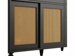 ModernLuxe Buffet de cocina 120×45×195,5 cm - con iluminación LED - 3 cajones y 6 puertas - estantes ajustables -