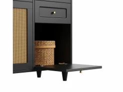 ModernLuxe Buffet de cocina 120×45×195,5 cm - con iluminación LED - 3 cajones y 6 puertas - estantes ajustables -