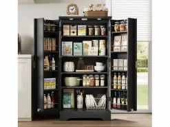 Outlet Buffet de cocina moderno 60,5x40x120cm - con luz detector LED - con 2 puertas y un portaespecias - Aparador De Cocina