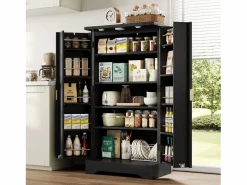 Outlet Buffet de cocina moderno 60,5x40x120cm - con luz detector LED - con 2 puertas y un portaespecias - Aparador De Cocina