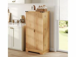 ModernLuxe Buffet de cocina moderno 60,5x40x120cm - con luz detector LED - con 2 puertas y un portaespecias - Natural