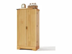 ModernLuxe Buffet de cocina moderno 60,5x40x120cm - con luz detector LED - con 2 puertas y un portaespecias - Natural