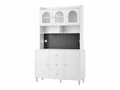 ModernLuxe Buffet de cocina moderno 140x40x190cm - con estantes abiertos - con 3 cajones y 5 puertas -