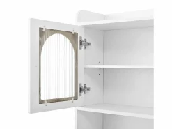 ModernLuxe Buffet de cocina moderno 140x40x190cm - con estantes abiertos - con 3 cajones y 5 puertas -
