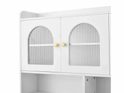 ModernLuxe Buffet de cocina moderno 140x40x190cm - con estantes abiertos - con 3 cajones y 5 puertas -