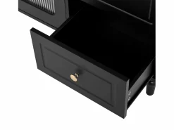 Best Buffet de cocina moderno 120x40x138.5cm - con toma de corriente y portacopas de vino - con 3 cajones y 2 puertas - Negro Aparador De Cocina