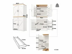 Outlet Buffet de cocina moderno 80x40x180 cm - 4 puertas + 1 cajón - mueble alto - MDF - Aparador De Cocina