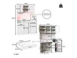 Outlet Buffet de cocina 110x38x180 cm - 5 puertas y 1 cajón - estante para especias - con iluminación LED y toma de corriente - Aparador De Cocina