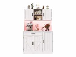 Outlet Buffet de cocina 110x38x180 cm - 5 puertas y 1 cajón - estante para especias - con iluminación LED y toma de corriente - Aparador De Cocina