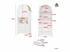 Buffet de cocina 70x35x180 cm - 2 puertas y 3 cajones - superficie arqueada - Aparador De Cocina