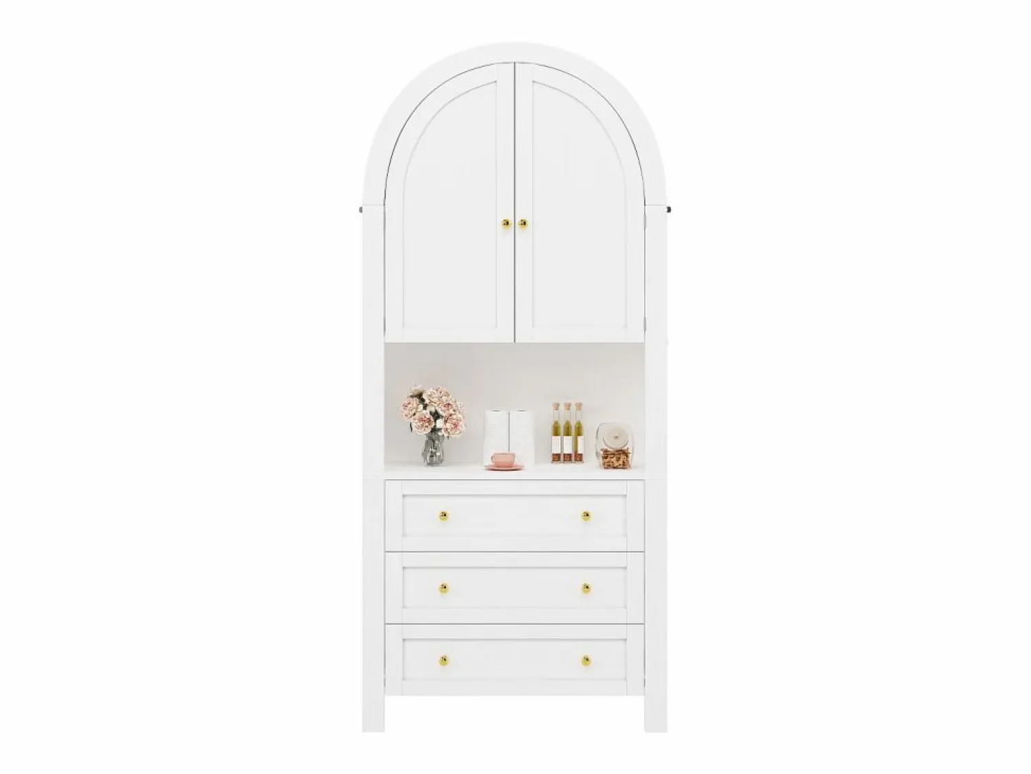 Buffet de cocina 70x35x180 cm - 2 puertas y 3 cajones - superficie arqueada - Aparador De Cocina