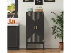 Sale Buffet de cocina 59x30x120cm - 2 puertas de almacenamiento con estantes - estilo retro - Aparador De Cocina
