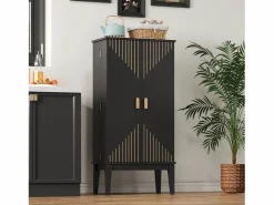 Sale Buffet de cocina 59x30x120cm - 2 puertas de almacenamiento con estantes - estilo retro - Aparador De Cocina