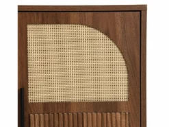 Hot Buffet moderno 140x40x80 cm - con 4 puertas - Acabado de ratán - Chapa de nogal - Marrón Aparador