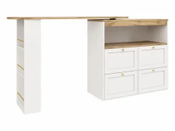 Online Buffet, Mueble de bar giratorio y abatible - 4 cajones y 4 compartimentos - Mueble Bar