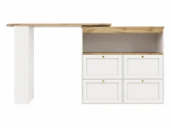 Online Buffet, Mueble de bar giratorio y abatible - 4 cajones y 4 compartimentos - Mueble Bar