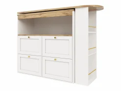Online Buffet, Mueble de bar giratorio y abatible - 4 cajones y 4 compartimentos - Mueble Bar