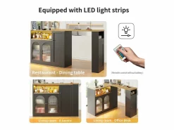 ModernLuxe Buffet、Mueble de barra corrediza de MDF - Con LED y gamas varias -