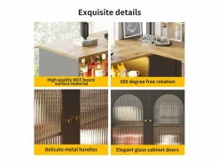 ModernLuxe Buffet、Mueble de barra corrediza de MDF - Con LED y gamas varias -