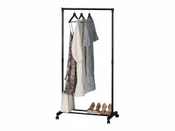 Burro de ropa perchero metal con ruedas y 2 barras 75x157x42 cm