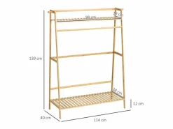 Discount Burro perchero River 2 estantes + 2 ganchos natural 139x114x40 cm Burro Para Ropa