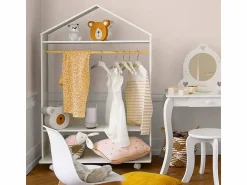 Clearance Atmosphera for Kids Burro Ropa Infantil con Ruedas Melamina 81 cm Blanco