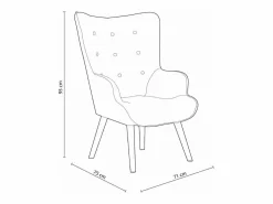 Outlet Butaca de 95x71x75 cm con reposabrazos en color y patas de madera marrones Dakota Sillón Escandinavo