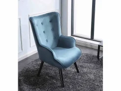Clearance Butaca de 95x71x75 cm con reposabrazos en color turquesa y patas de madera negras Dakota Sillón Escandinavo