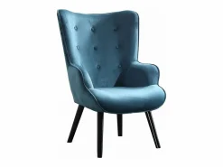 Clearance Butaca de 95x71x75 cm con reposabrazos en color turquesa y patas de madera negras Dakota Sillón Escandinavo