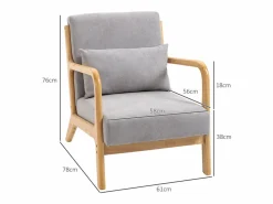 Best Butaca Nordic con reposabrazos + cojín 76x61x78 cm Sillón Escandinavo