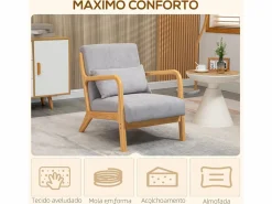 Best Butaca Nordic con reposabrazos + cojín 76x61x78 cm Sillón Escandinavo