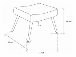 Hot Butaca y pouf de 89x69x70 cm y 35x37x45,5 cm de tela en cielo y patas de metal India Sillón Escandinavo
