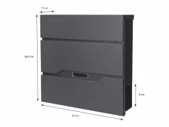 ML-DESIGN Buzón correos acero antracita casillero para portal caja de periódico 2 llaves