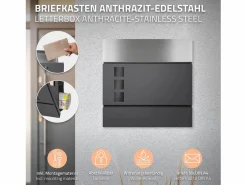 New ECD Germany Buzón correos de pie antracita/plata casillero periódicos cartas soporte 170cm Gris antracita
