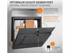 Online ECD Germany Buzón correos de pie antracita/plata casillero periódicos cartas soporte 120cm Gris antracita